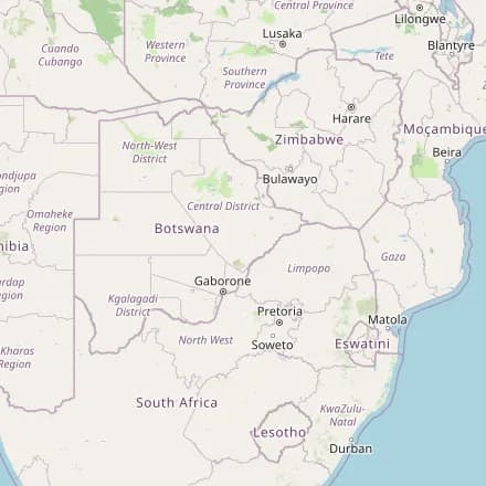 Mapa aproximado — Botsuana (OpenStreetMap)
