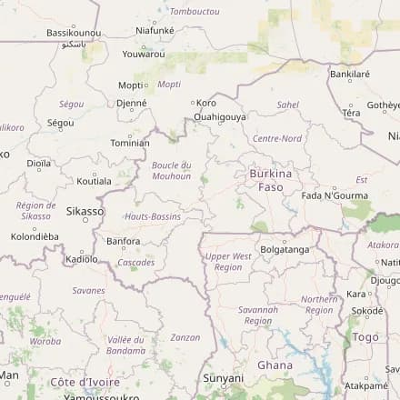 Carte approximative — Burkina Faso (OpenStreetMap)