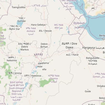 Carte approximative — Éthiopie (OpenStreetMap)