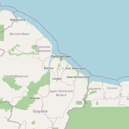 Carte approximative — Guyana (OpenStreetMap)