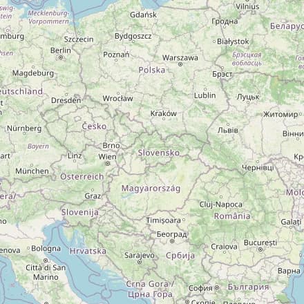 Globale kaart — Slowakije (OpenStreetMap)